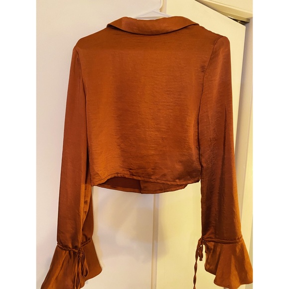 Lovers + Friends Satin Button Down Crop - Picture 3 of 5